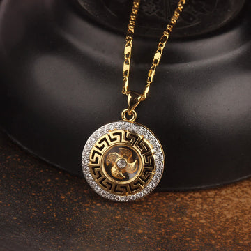 Gold plated Copper Brass Rotatable Windmill Feng Sheng Shui Qi Fu Luck Necklace Pendant