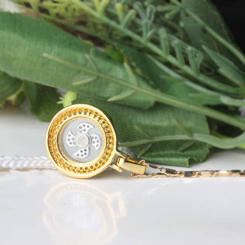 Gold plated Copper Brass Rotatable Windmill Fu Balance Necklace Pendant