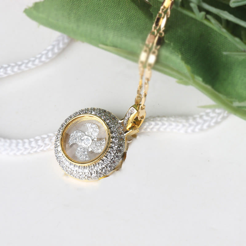 Gold plated Copper Brass Rotatable Windmill Fu Balance Necklace Pendant