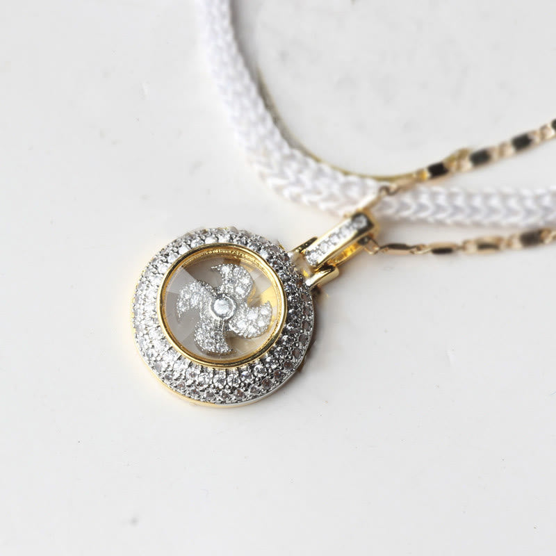 Gold plated Copper Brass Rotatable Windmill Fu Balance Necklace Pendant
