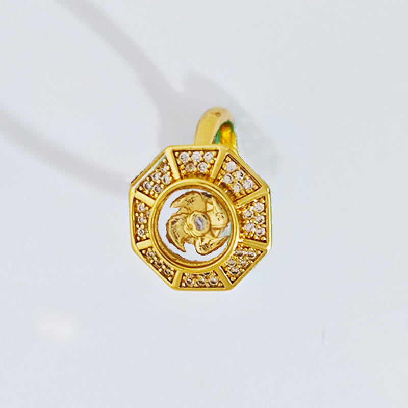Kinetic Gold Plated Copper Windmill Ring with Synthetic Zirconium