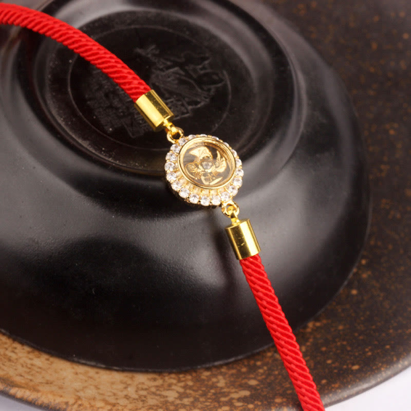 Rotatable Windmill Copper and Brass Braided Red String Bracelet