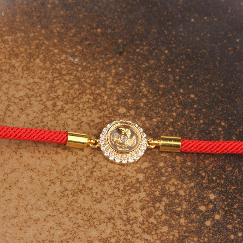 Rotatable Windmill Copper and Brass Braided Red String Bracelet
