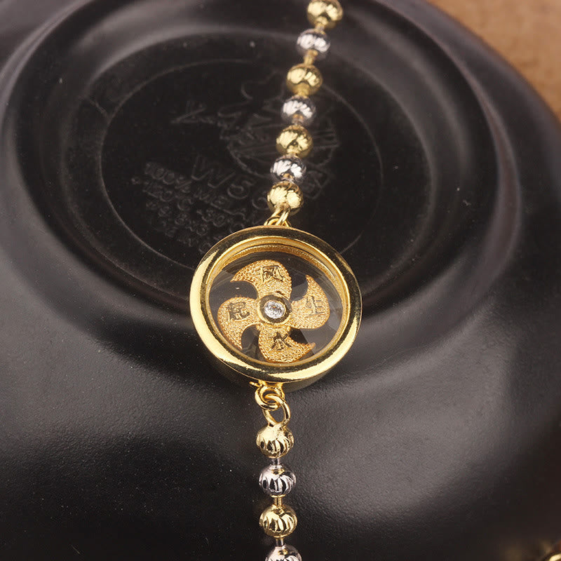 Feng Sheng Shui Qi Copper Brass Rotatable Windmill Bead Protection Braided Bracelet