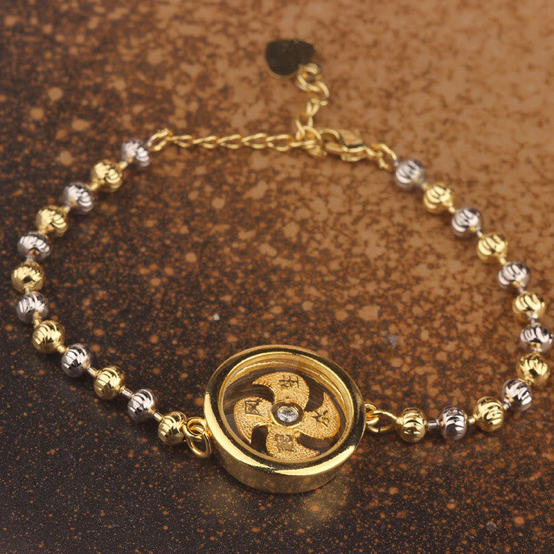 Feng Sheng Shui Qi Copper Brass Rotatable Windmill Bead Protection Braided Bracelet