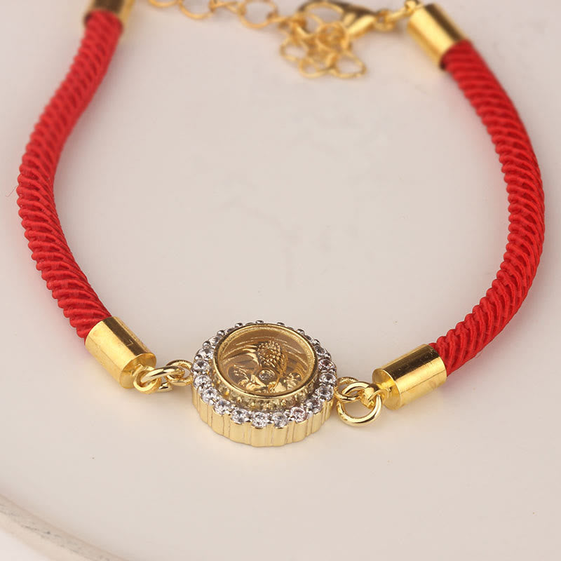 Kinetic Rotatable Windmill Braided Red String Copper & Brass Adjustable Bracelet
