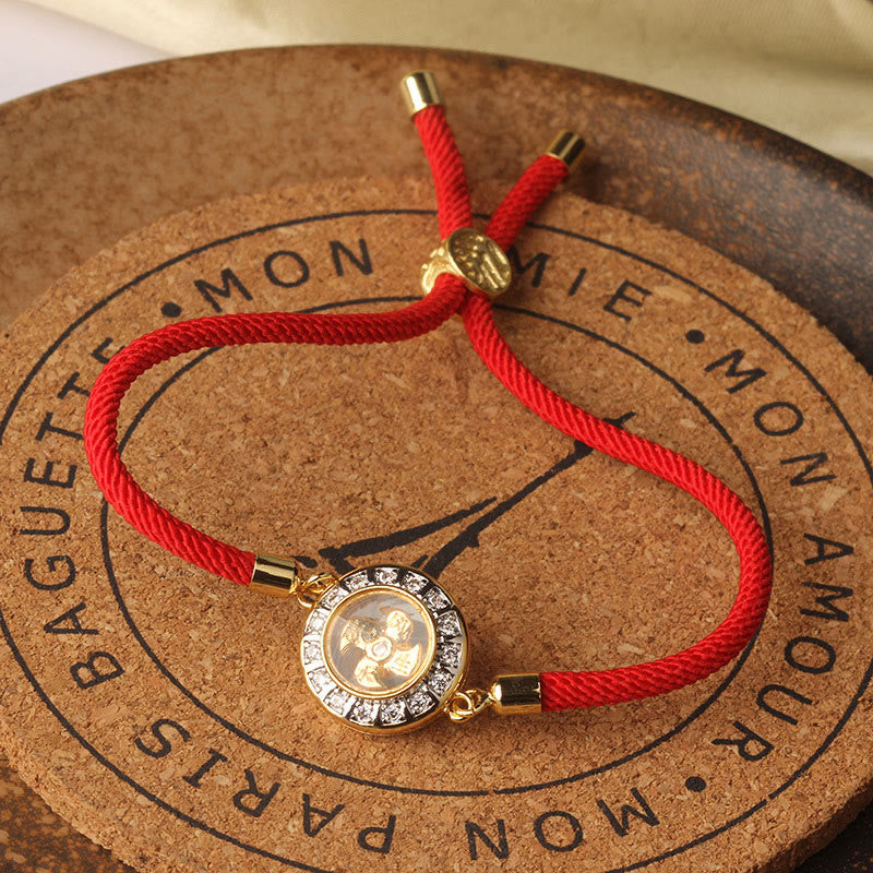 Rotatable Brass and Copper Windmill Braided Red String Adjustable Bracelet