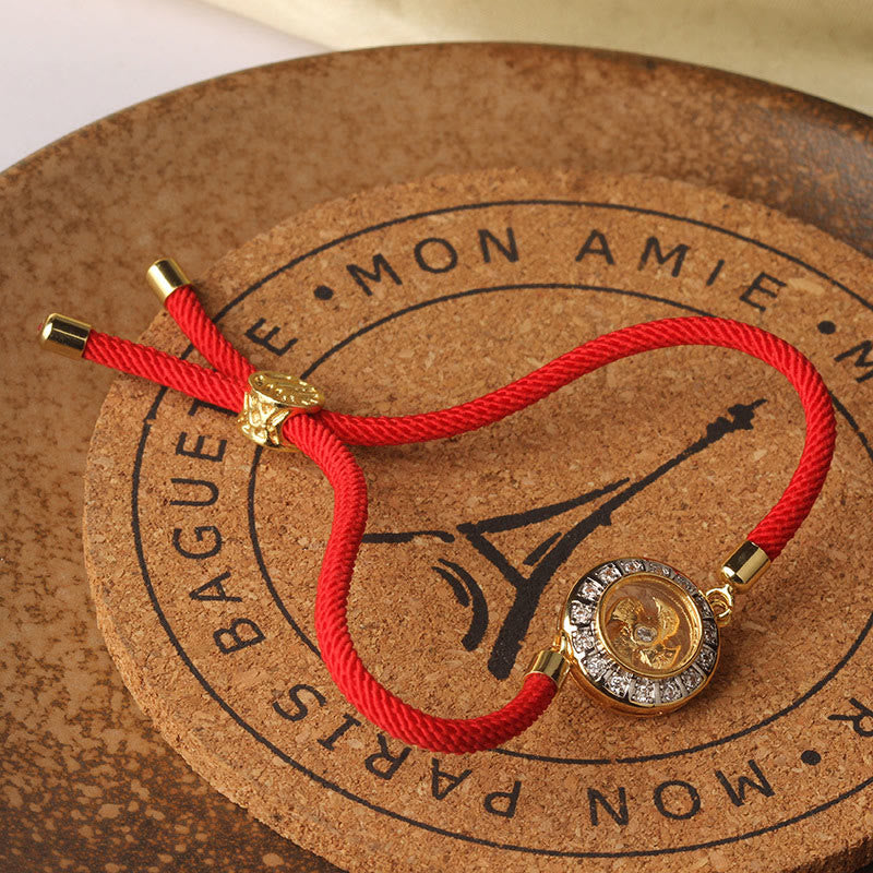 Rotatable Brass and Copper Windmill Braided Red String Adjustable Bracelet