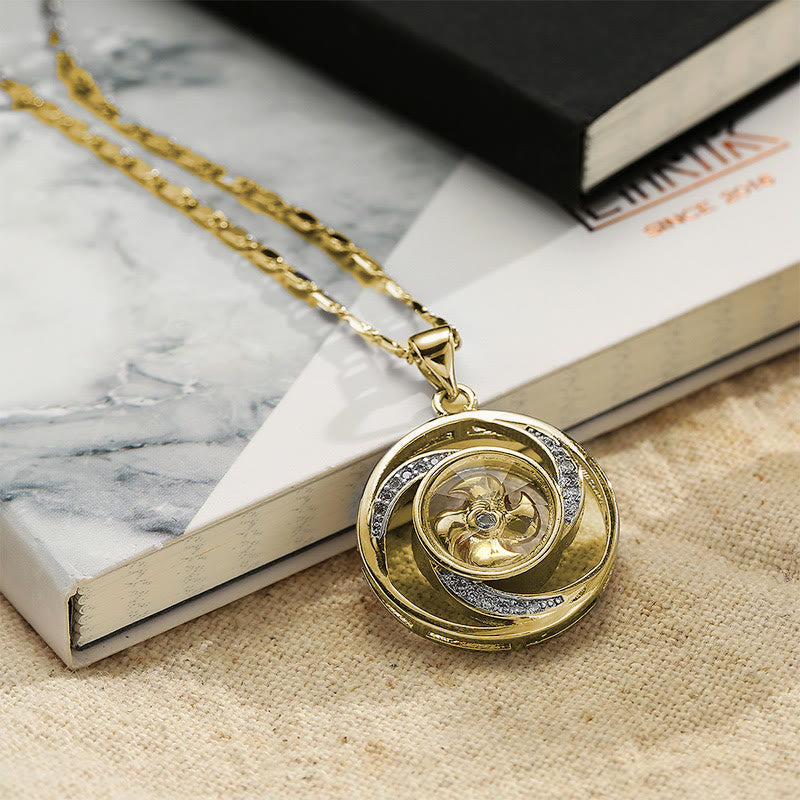 Gold plated Copper Brass Rotatable Windmill Luck Necklace Pendant