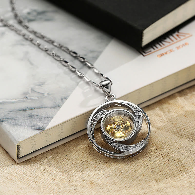 Gold plated Copper Brass Rotatable Windmill Luck Necklace Pendant
