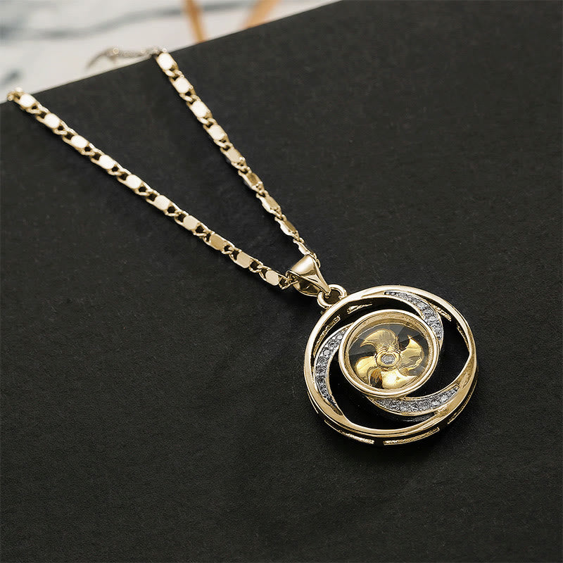 Gold plated Copper Brass Rotatable Windmill Luck Necklace Pendant