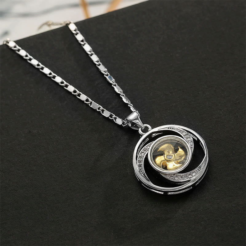 Gold plated Copper Brass Rotatable Windmill Luck Necklace Pendant
