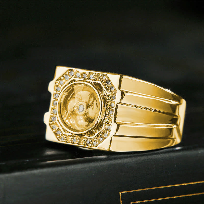 Gold-Plated Copper & Brass Windmill Kinetic Spinner Ring