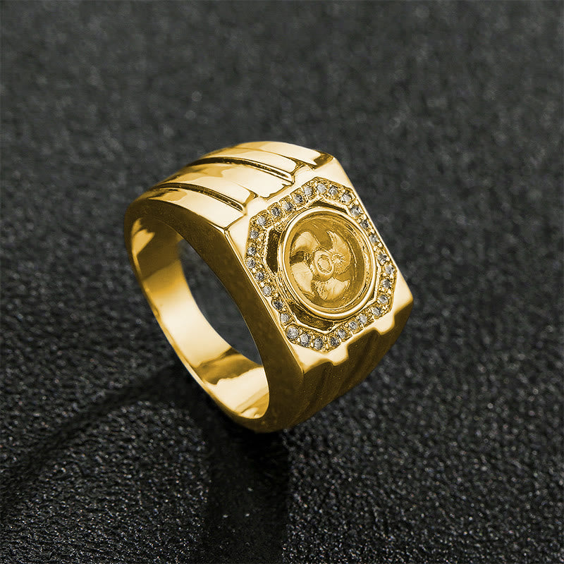 Gold-Plated Copper & Brass Windmill Kinetic Spinner Ring