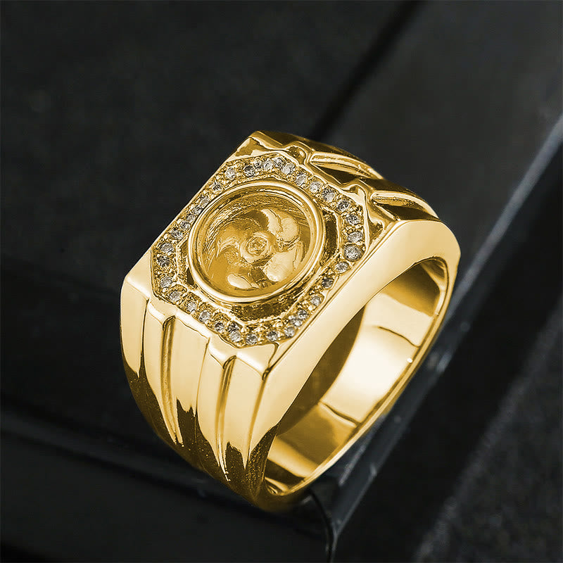 Gold-Plated Copper & Brass Windmill Kinetic Spinner Ring
