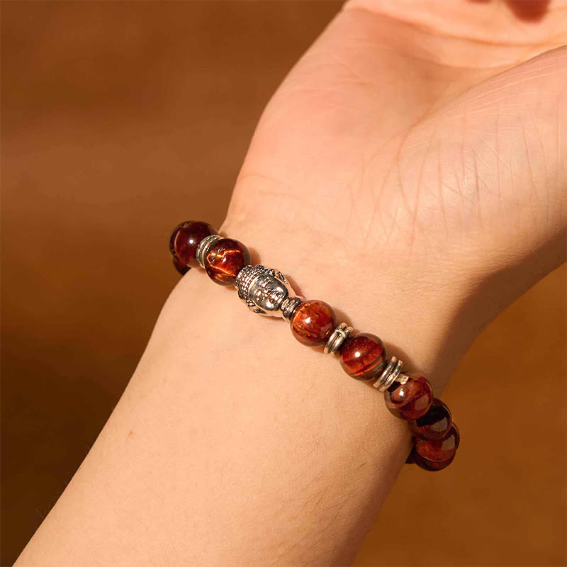 Blue Green Red Tiger Eye Buddha Head Balance Bracelet