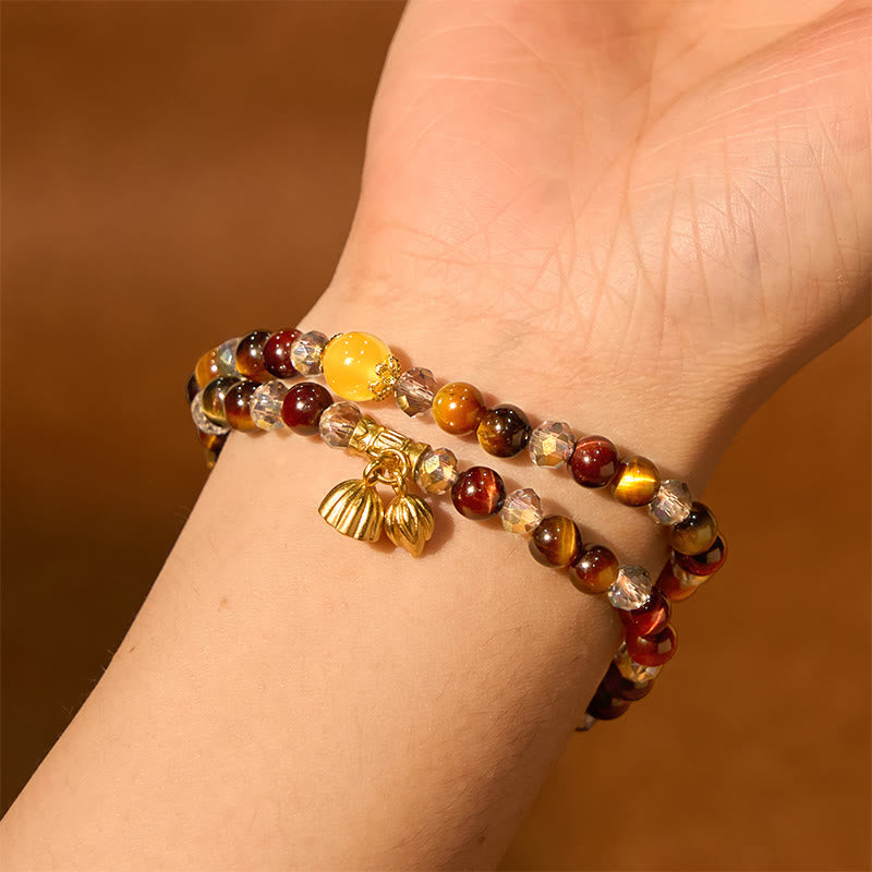 Colorful Tiger Eye Lotus Multi-circle Elastic Rope Protection Bracelet