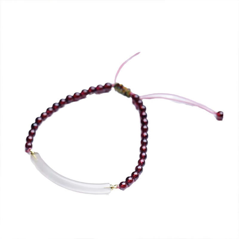 Adjustable Garnet and Gray Agate Grounding Cuff Bangle Bracelet