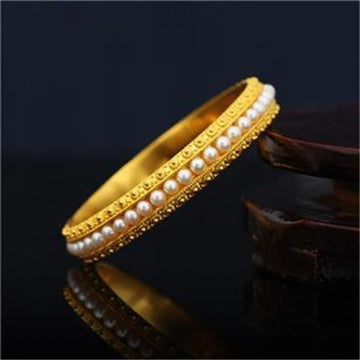 Minimalist Gold Plated Copper and Pearl Row Cuff Bracelet