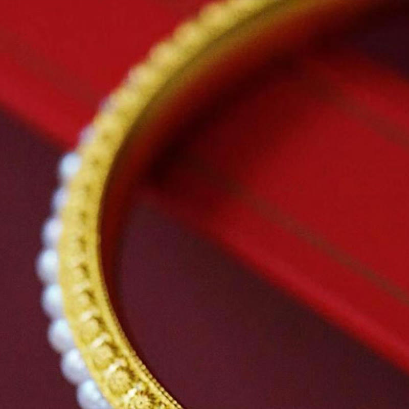 Minimalist Gold Plated Copper and Pearl Row Cuff Bracelet