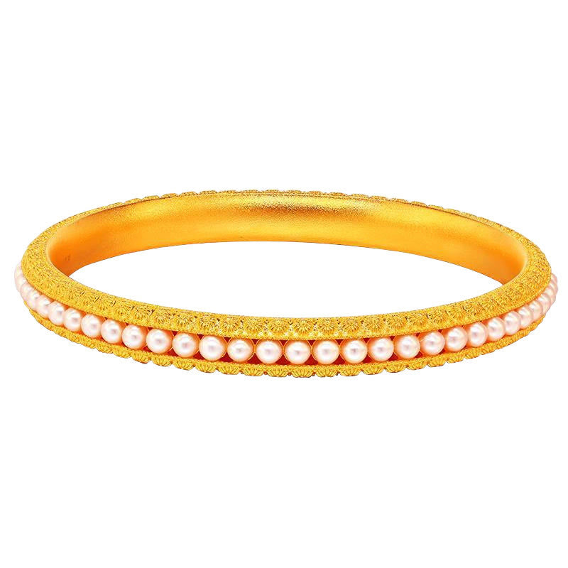 Minimalist Gold Plated Copper and Pearl Row Cuff Bracelet