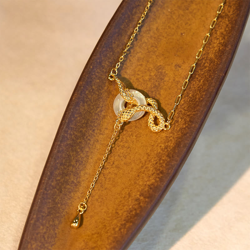 Chalcedony Peace Buckle 925 Sterling Silver Gold Year Of The Snake Harmony Necklace Pendant