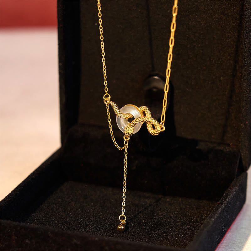Chalcedony Peace Buckle 925 Sterling Silver Gold Year Of The Snake Harmony Necklace Pendant