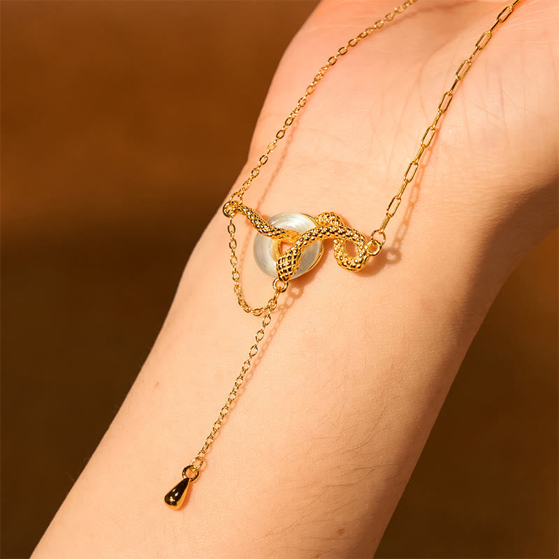 Chalcedony Peace Buckle 925 Sterling Silver Gold Year Of The Snake Harmony Necklace Pendant