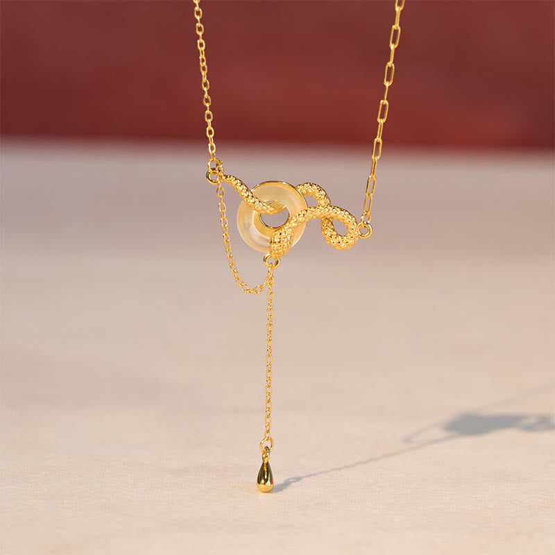 Chalcedony Peace Buckle 925 Sterling Silver Gold Year Of The Snake Harmony Necklace Pendant