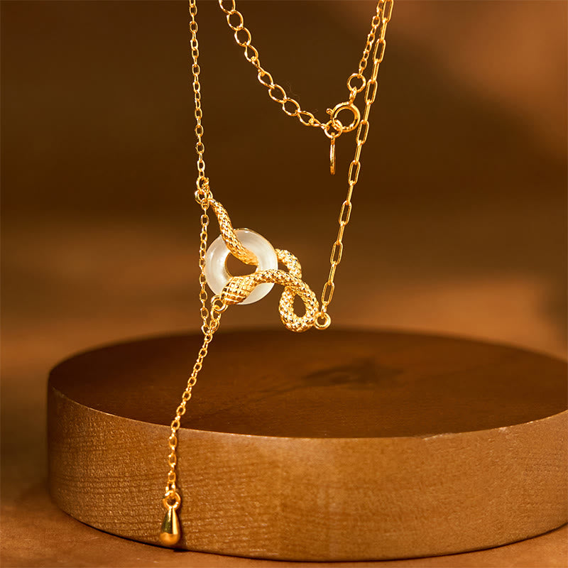 Chalcedony Peace Buckle 925 Sterling Silver Gold Year Of The Snake Harmony Necklace Pendant