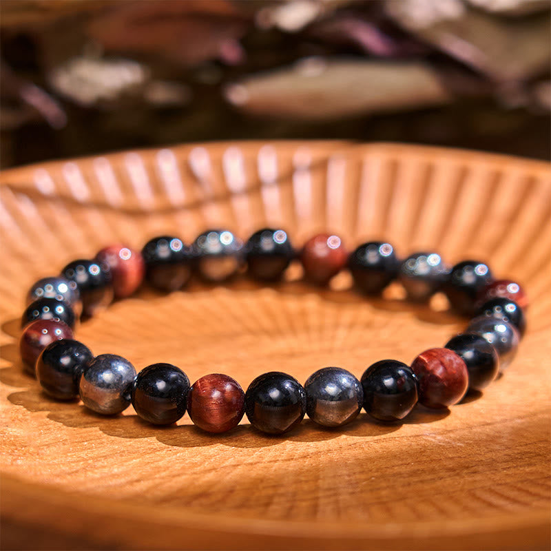 Natural Tiger's Eye Obsidian Hematite Positive Powerful Bracelet