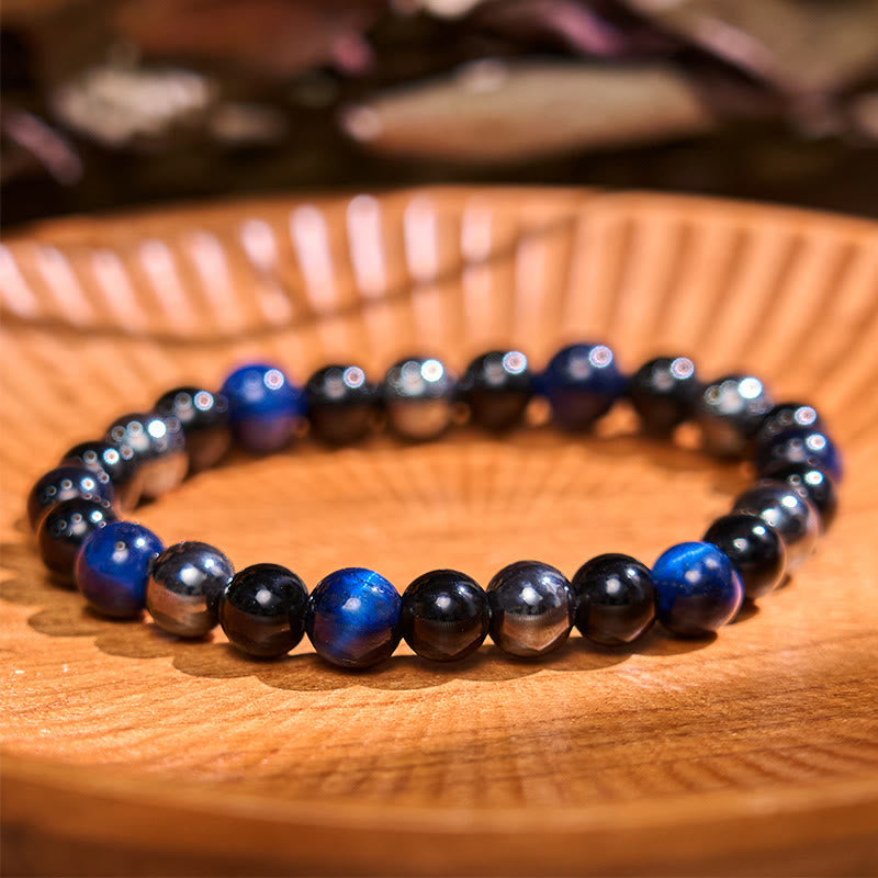 Natural Tiger's Eye Obsidian Hematite Positive Powerful Bracelet