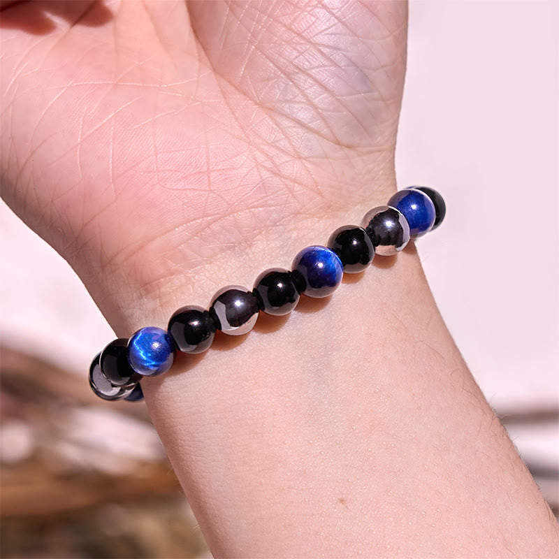 Natural Tiger's Eye Obsidian Hematite Positive Powerful Bracelet