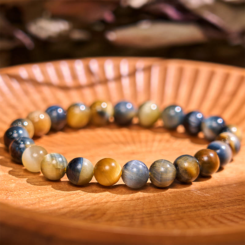 Yellow Blue Tiger Eye Courage Bracelet
