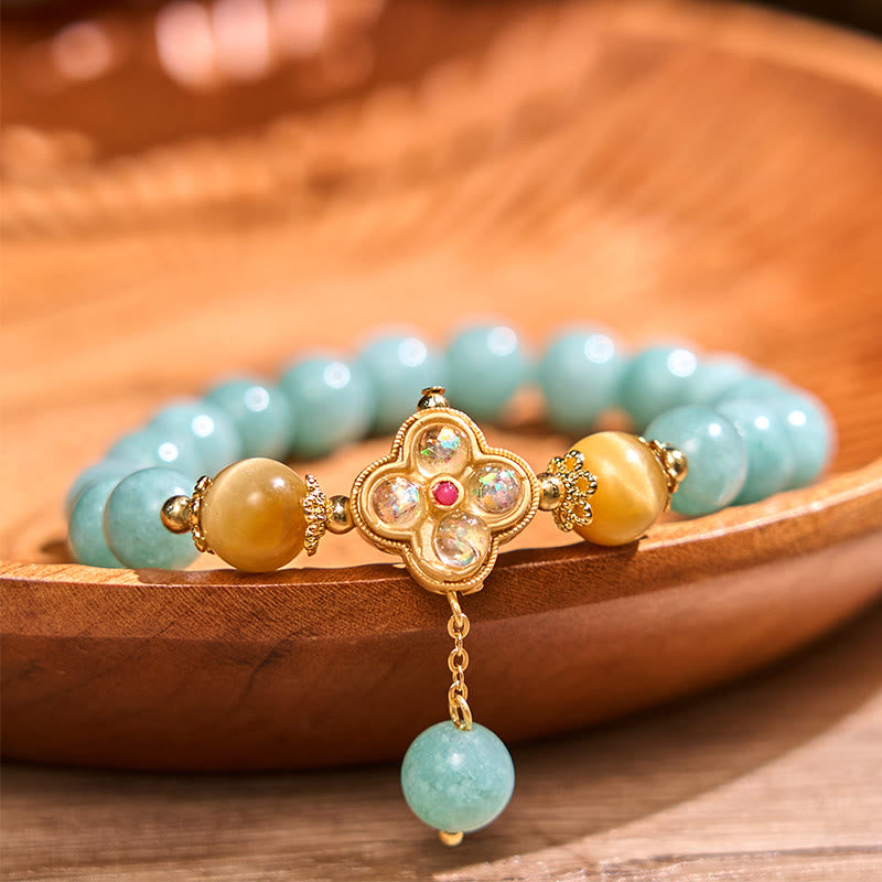Natural Yellow Tiger Eye and Jade Beaded Energy Bracelet