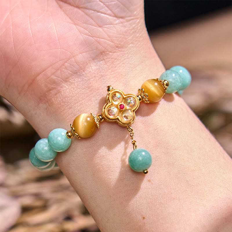 Natural Yellow Tiger Eye and Jade Beaded Energy Bracelet