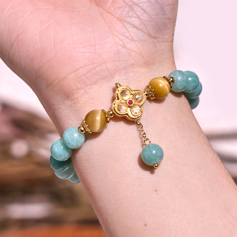 Natural Yellow Tiger Eye and Jade Beaded Energy Bracelet