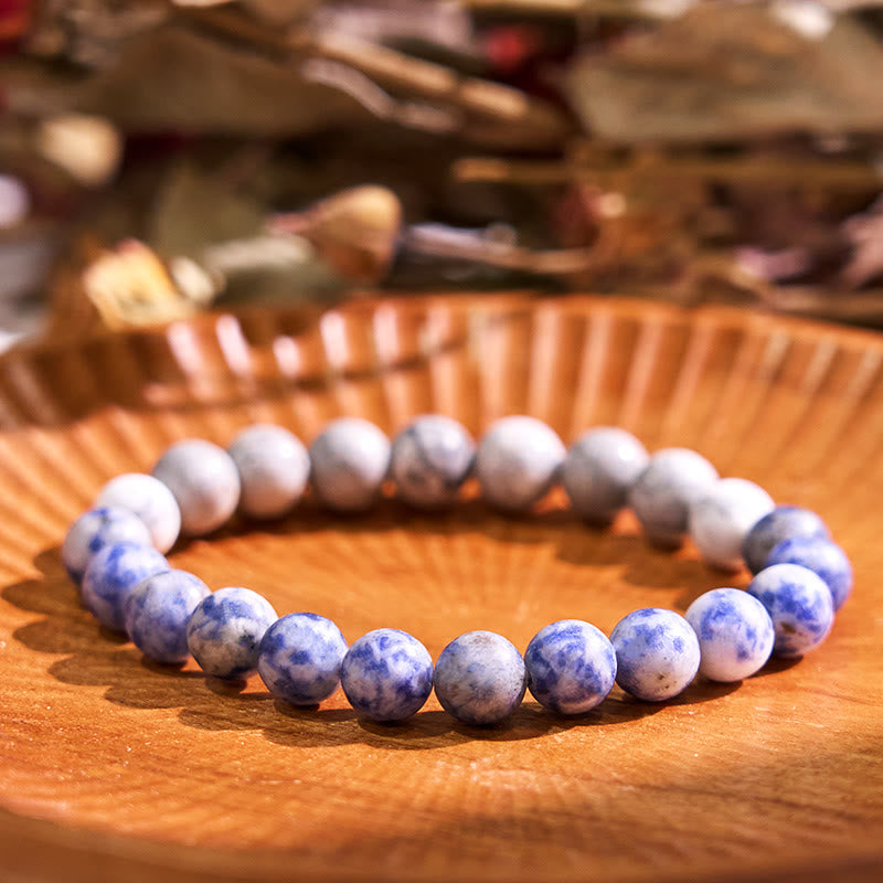 Sodalite Picasso Jasper & White Turquoise Lotus Beaded Bracelet