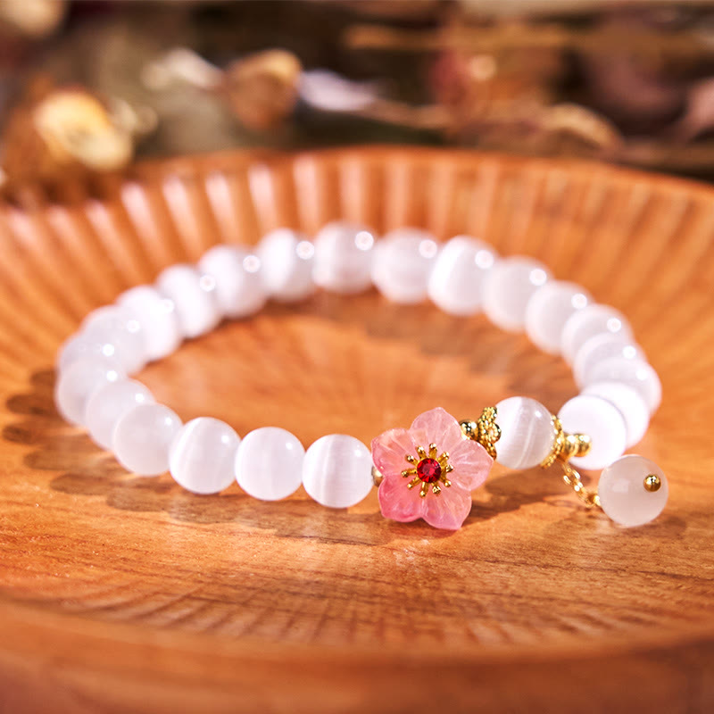 Cat's Eye Chrysoberyl Flower Love Bracelet