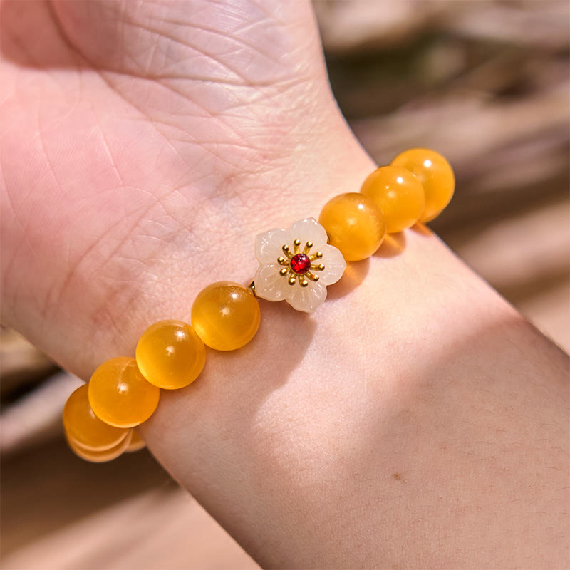 Cat's Eye Chrysoberyl Flower Love Bracelet