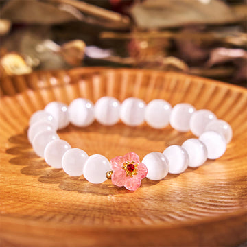 Cat's Eye Chrysoberyl Flower Love Bracelet