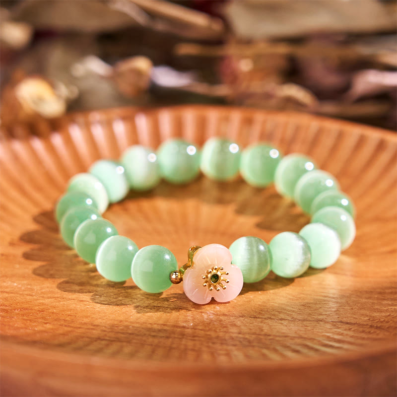 Cat's Eye Chrysoberyl Flower Love Bracelet