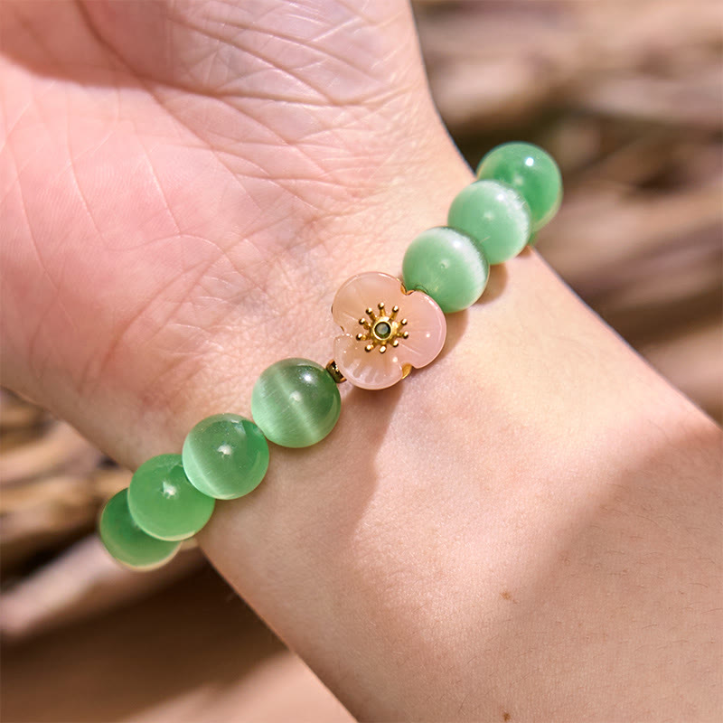 Cat's Eye Chrysoberyl Flower Love Bracelet