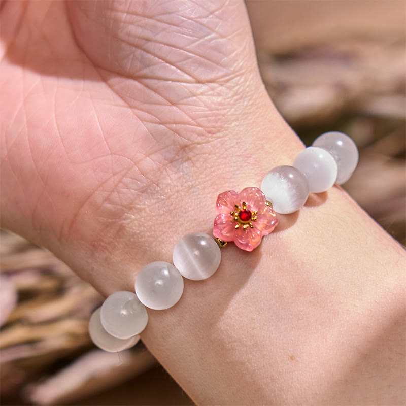 Cat's Eye Chrysoberyl Flower Love Bracelet