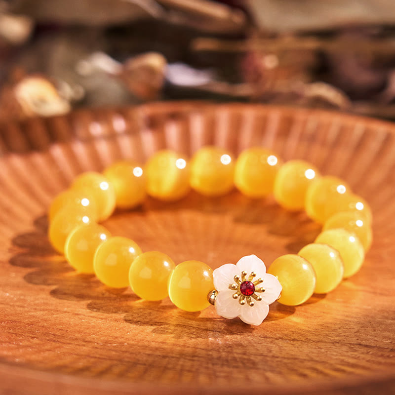 Cat's Eye Chrysoberyl Flower Love Bracelet