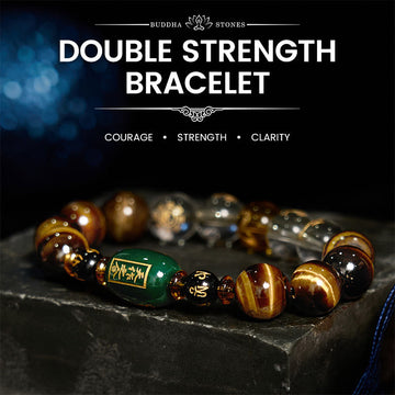 Chinese Zodiac Tiger Eye & Clear Quartz Beaded Bracelet | Personal Strength Anchor