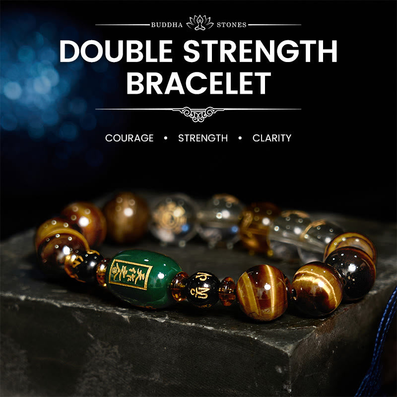 Chinese Zodiac Tiger Eye & Clear Quartz Beaded Bracelet | Personal Strength Anchor
