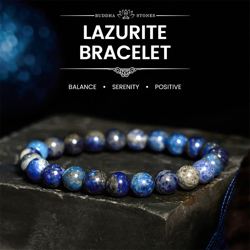 Natural Lapis Lazuli Beaded Energy Anchor Bracelet for Inner Balance