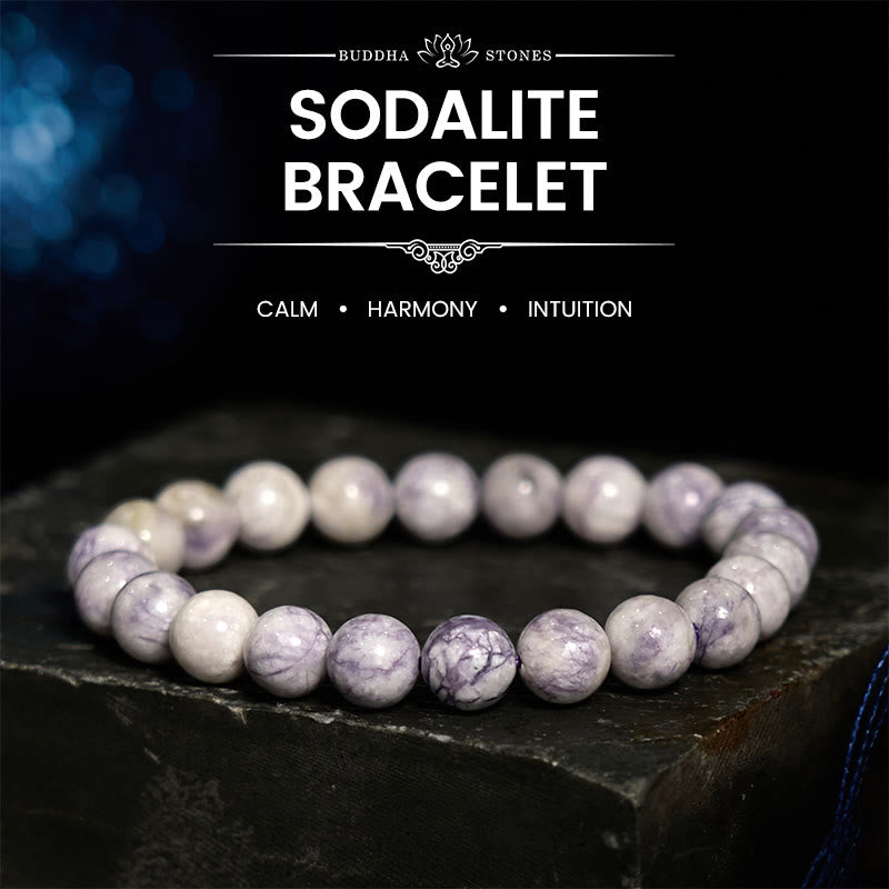 Natural Deep Blue Sodalite Beaded Energy Bracelet