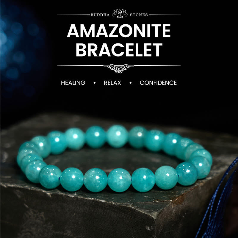 Natural Amazonite Beaded Energy Anchor Bracelet